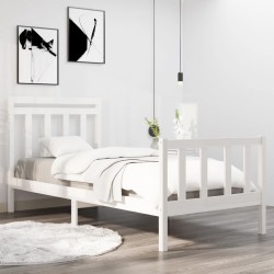 vidaXL Estructura de cama individual madera maciza blanca 90x190cm