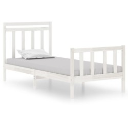 vidaXL Estructura de cama individual madera maciza blanca 90x190cm