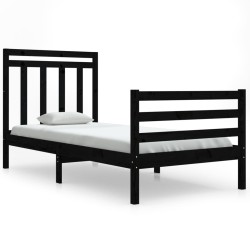 vidaXL Estructura de cama madera maciza de pino negra 90x200 cm