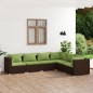 vidaXL Set muebles de jardín 6 piezas y cojines ratán sintético marrón vidaXL Set muebles de jardín 6 piezas y cojines ratán sintético marrón