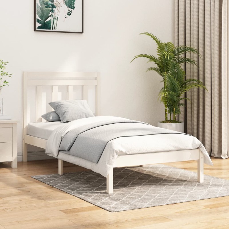 vidaXL Estructura de cama madera maciza de pino blanca 90x200 cm vidaXL Estructura de cama madera maciza de pino blanca 90x200 cm