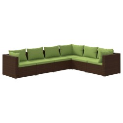 vidaXL Set muebles de jardín 6 piezas y cojines ratán sintético marrón