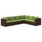 vidaXL Set muebles de jardín 6 piezas y cojines ratán sintético marrón vidaXL Set muebles de jardín 6 piezas y cojines ratán sintético marrón