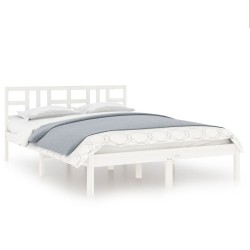 vidaXL Estructura de cama de madera maciza blanca 140x190 cm