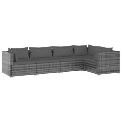 vidaXL Set de muebles de jardín 5 pzas y cojines ratán sintético gris