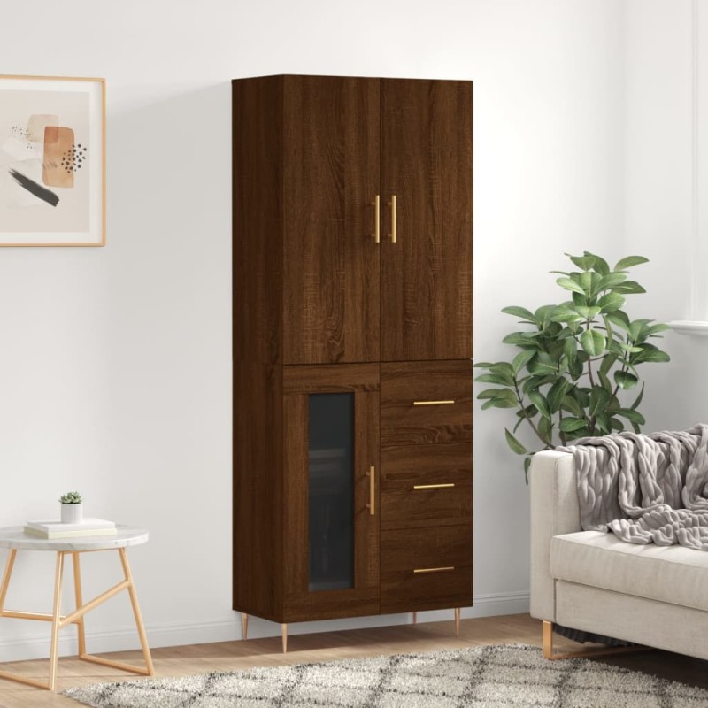 vidaXL Aparador alto madera contrachapada marrón roble 69,5x34x180 cm