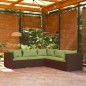 vidaXL Set sofás de jardín 5 piezas y cojines ratán sintético marrón vidaXL Set sofás de jardín 5 piezas y cojines ratán sintético marrón