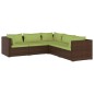 vidaXL Set sofás de jardín 5 piezas y cojines ratán sintético marrón vidaXL Set sofás de jardín 5 piezas y cojines ratán sintético marrón