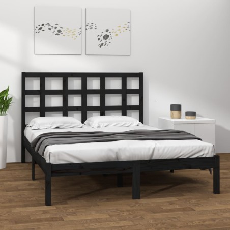 vidaXL Estructura de cama de madera maciza de pino negra 200x200 cm