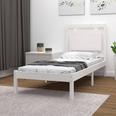 vidaXL Estructura de cama individual madera maciza blanco 75x190 cm