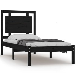 vidaXL Estructura de cama madera maciza de pino negra 90x200 cm