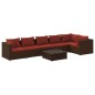 vidaXL Set muebles de jardín 7 piezas y cojines ratán sintético marrón vidaXL Set muebles de jardín 7 piezas y cojines ratán sintético marrón