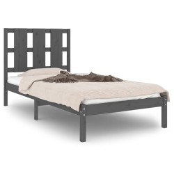 vidaXL Estructura de cama madera maciza de pino gris 90x200 cm