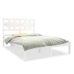 vidaXL Estructura de cama doble de madera maciza blanca 120x190cm