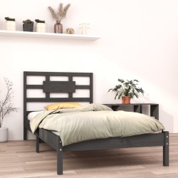 vidaXL Estructura de cama de madera maciza gris 100x200 cm