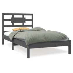 vidaXL Estructura de cama de madera maciza gris 100x200 cm