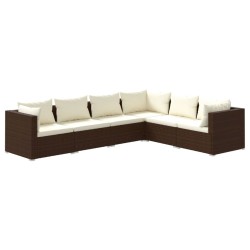 vidaXL Set muebles de jardín 6 piezas y cojines ratán sintético marrón