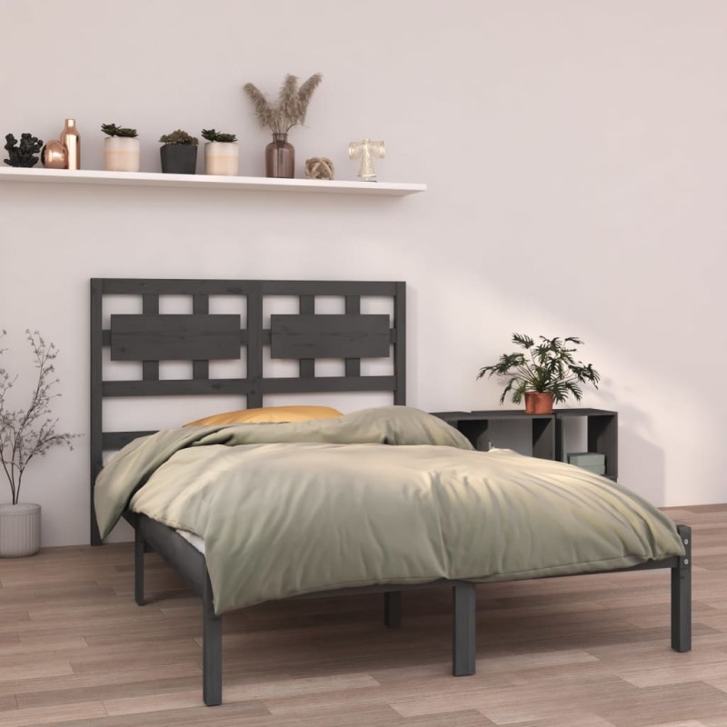 vidaXL Estructura de cama madera maciza de pino gris 120x200 cm