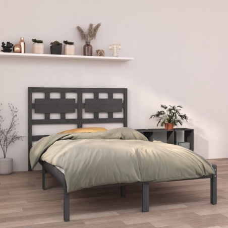 vidaXL Estructura de cama madera maciza de pino gris 120x200 cm