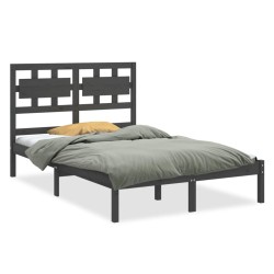 vidaXL Estructura de cama madera maciza de pino gris 120x200 cm