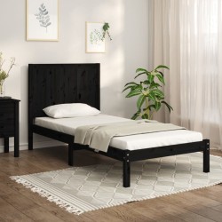 vidaXL Estructura de cama de madera maciza de pino negro 90x200 cm