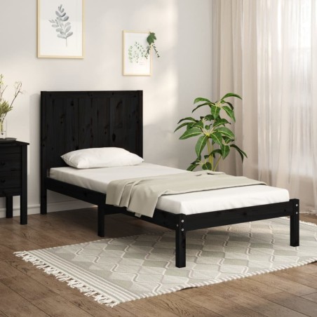 vidaXL Estructura de cama de madera maciza de pino negro 90x200 cm