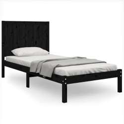 vidaXL Estructura de cama de madera maciza de pino negro 90x200 cm