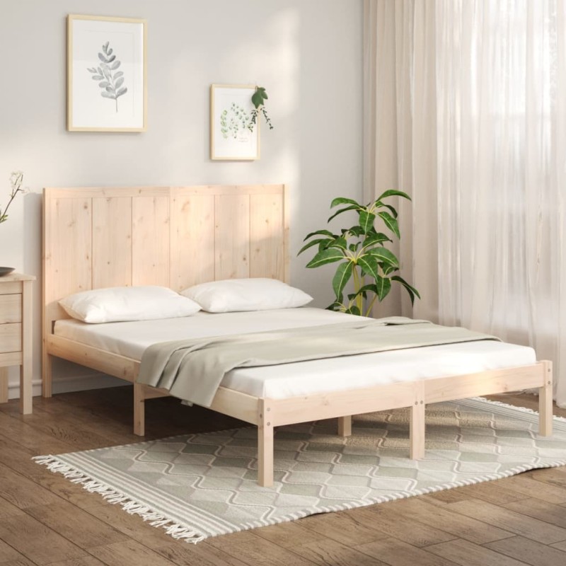 vidaXL Estructura de cama madera maciza de pino 140x190 cm vidaXL Estructura de cama madera maciza de pino 140x190 cm