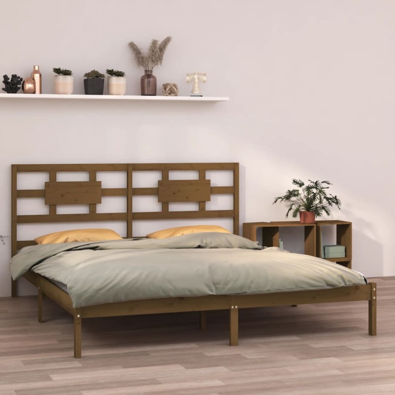 vidaXL Estructura de cama madera maciza de pino marrón miel 200x200 cm vidaXL Estructura de cama madera maciza de pino marrón miel 200x200 cm