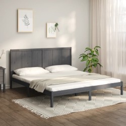 vidaXL Estructura de cama de madera maciza de pino gris 200x200 cm
