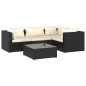 vidaXL Set de muebles de jardín 5 pzas y cojines ratán sintético negro vidaXL Set de muebles de jardín 5 pzas y cojines ratán sintético negro