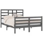 vidaXL Estructura de cama matrimonial madera maciza gris 135x190 cm vidaXL Estructura de cama matrimonial madera maciza gris 135x190 cm
