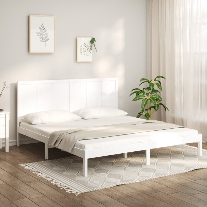 vidaXL Estructura de cama madera maciza de pino blanca 180x200 cm vidaXL Estructura de cama madera maciza de pino blanca 180x200 cm