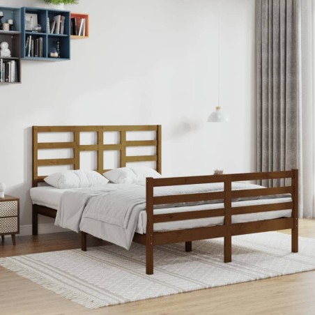vidaXL Estructura de cama madera maciza marrón miel 140x200 cm