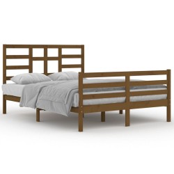 vidaXL Estructura de cama madera maciza marrón miel 140x200 cm