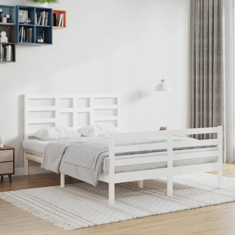 vidaXL Estructura de cama madera maciza de pino blanca 120x200 cm vidaXL Estructura de cama madera maciza de pino blanca 120x200 cm