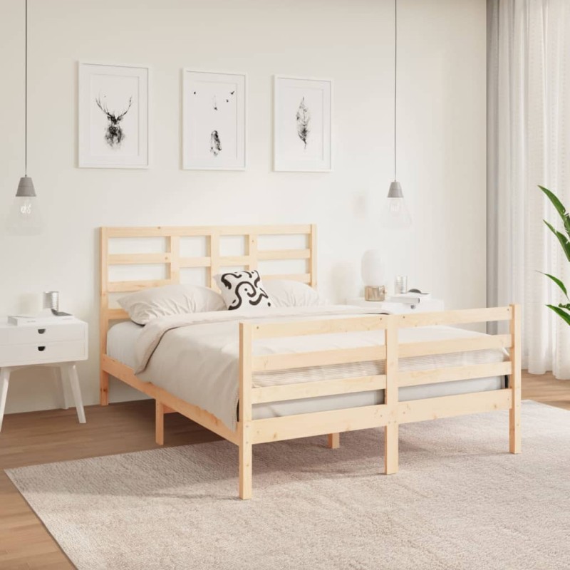 vidaXL Estructura de cama madera maciza 140x190 cm vidaXL Estructura de cama madera maciza 140x190 cm