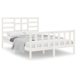 vidaXL Estructura de cama doble pequeña madera maciza blanca 120x190cm