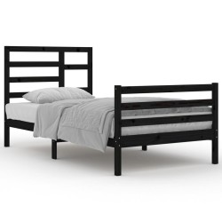 vidaXL Estructura de cama madera maciza negro 100x200 cm