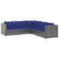 vidaXL Set de sofás de jardín 5 piezas y cojines ratán sintético gris vidaXL Set de sofás de jardín 5 piezas y cojines ratán sintético gris