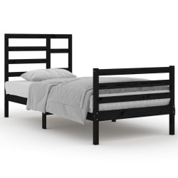 vidaXL Estructura de cama madera maciza de pino negra 90x200 cm