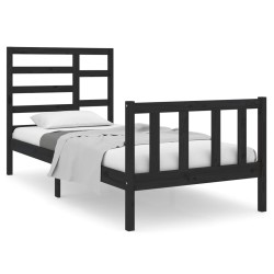 vidaXL Estructura de cama individual madera maciza negra 75x190 cm