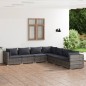 vidaXL Set de muebles de jardín 7 pzas y cojines ratán sintético gris vidaXL Set de muebles de jardín 7 pzas y cojines ratán sintético gris