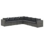 vidaXL Set de muebles de jardín 7 pzas y cojines ratán sintético gris vidaXL Set de muebles de jardín 7 pzas y cojines ratán sintético gris
