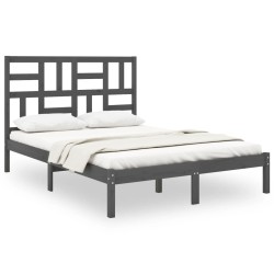 vidaXL Estructura de cama de madera maciza gris 140x190 cm