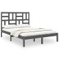 vidaXL Estructura de cama de madera maciza gris 140x190 cm