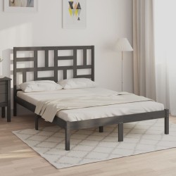 vidaXL Estructura de cama madera maciza de pino gris 120x200 cm
