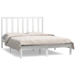vidaXL Estructura de cama madera de pino doble blanca 135x190 cm