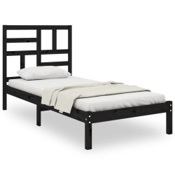 vidaXL Estructura de cama madera maciza de pino negra 90x200 cm