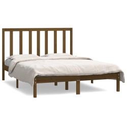 vidaXL Estructura cama madera de pino doble marrón miel 135x190 cm